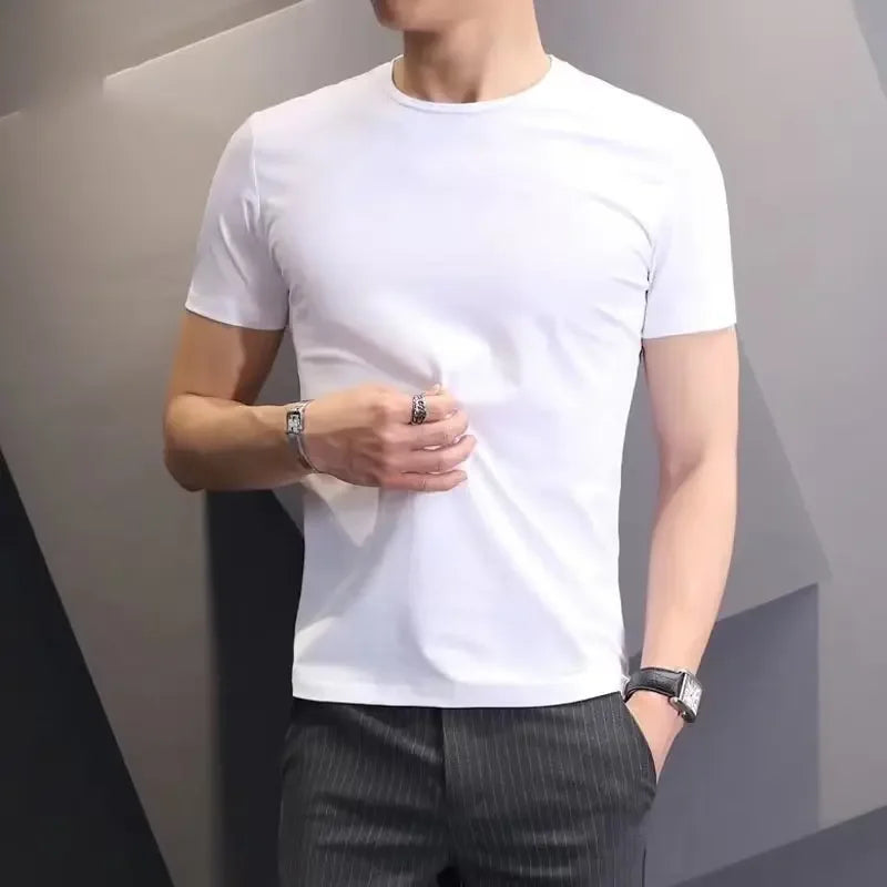 Slim Fit Korean T-Shirt – Black & White Summer Round Neck Tee