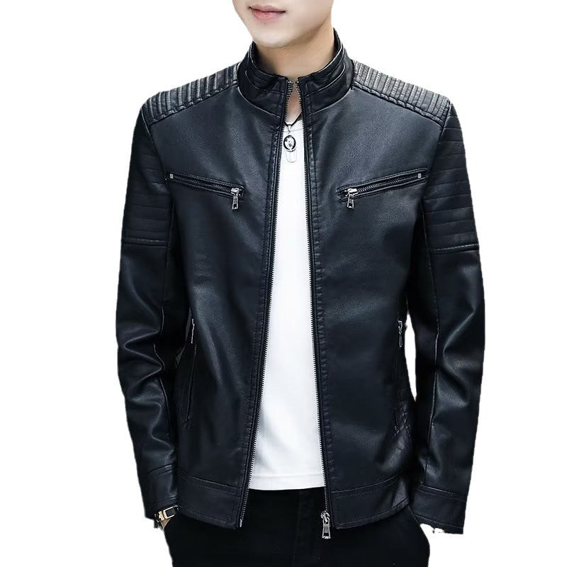 Slim PU Leather Jacket Men | Trendy Motorcycle Spring Autumn