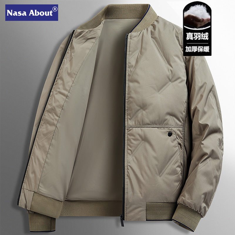 STOCK-Men’s NASA Style Winter Business Solid Color Down Jacket