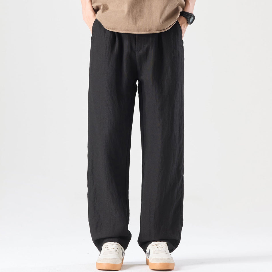 Men's Lyocell Linen Blend Loose Straight Leg Casual Pants