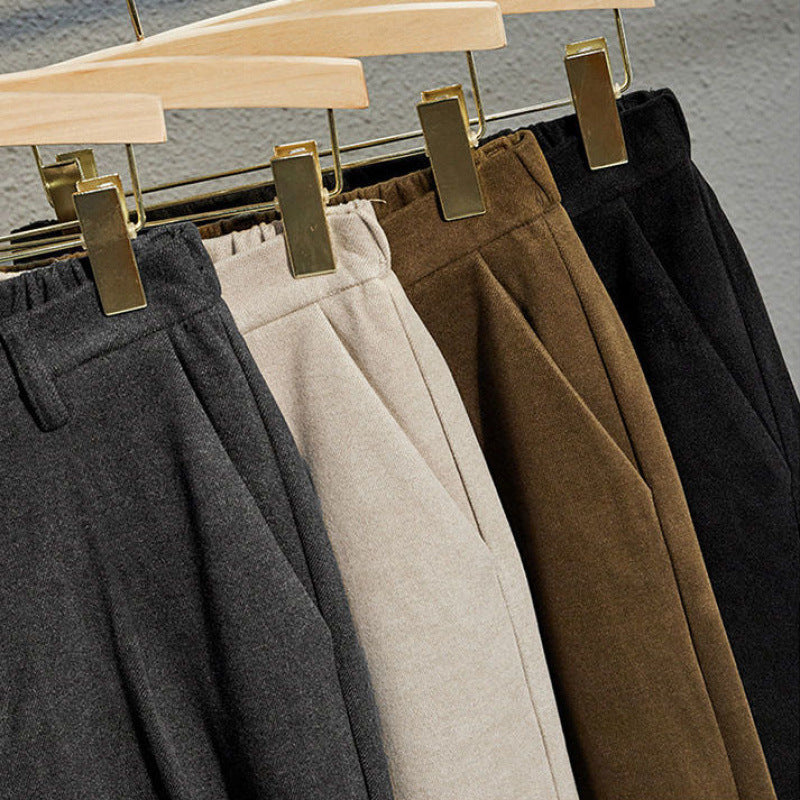 Men’s Woolen Pants – Autumn Winter Loose Straight Dress Pants