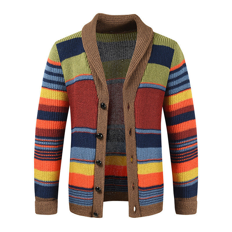 Men’s European-American Lapel Knitted Cardigan Sweater