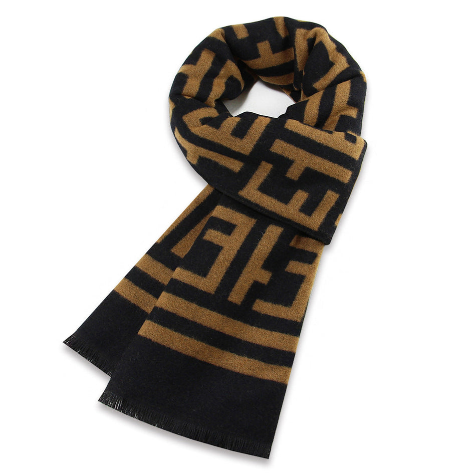 Custom Jacquard Brushed Scarf Men Women Shawl Embroidery Print