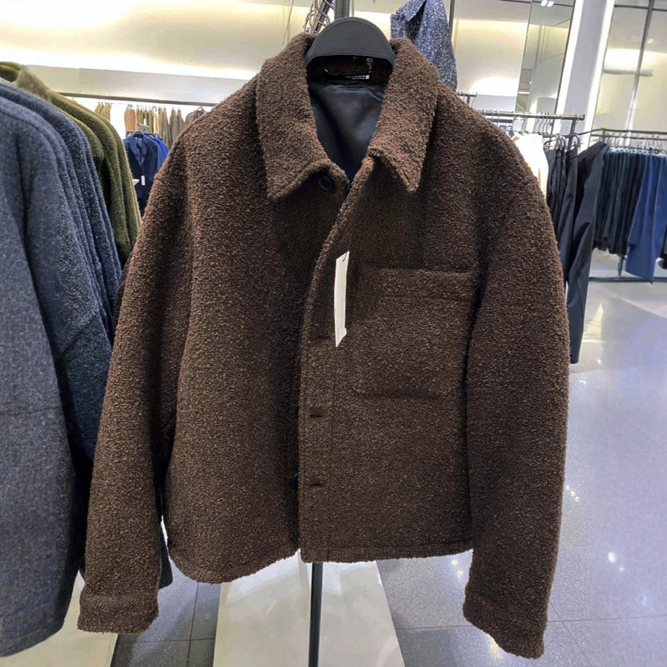 INSTOCK- Men’s Woolen Beaded Texture Jacket – European and