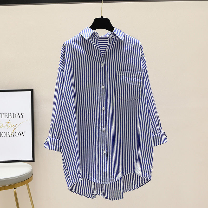 Loose Striped Long Sleeve Shirt