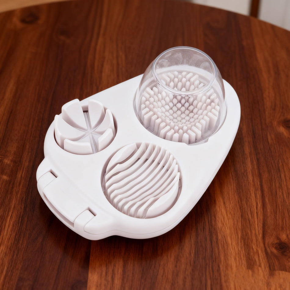 Multifunctional 3-in-1 Egg Cutter Manual Slicer & Crusher