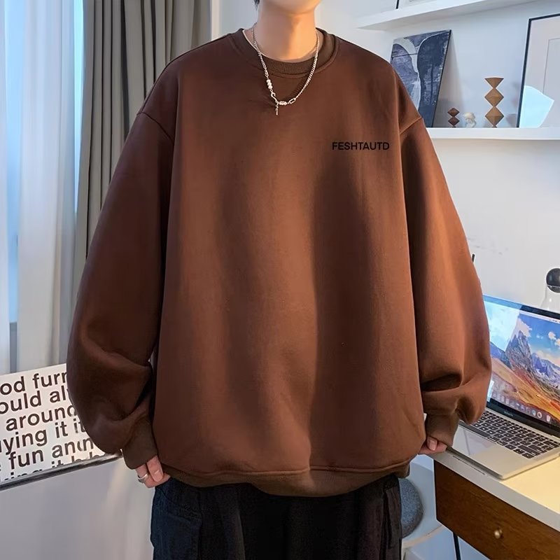 Retro Velvet Sweatshirt Men’s Loose Pullover Autumn Winter