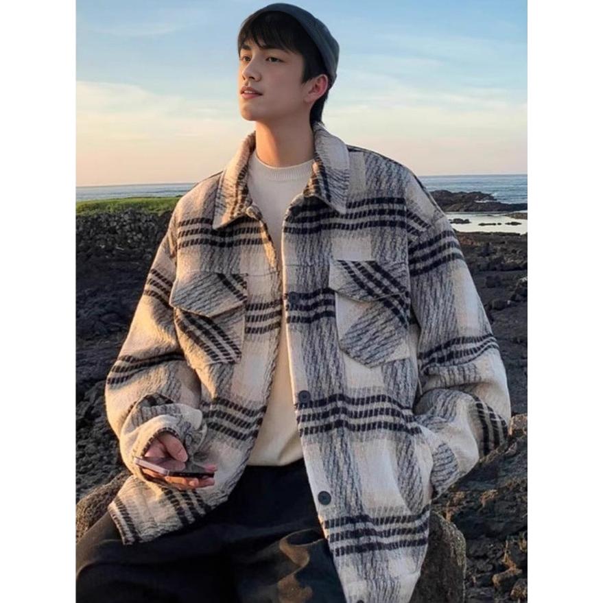 Men’s Retro Plaid Cardigan Jacket – Autumn/Winter