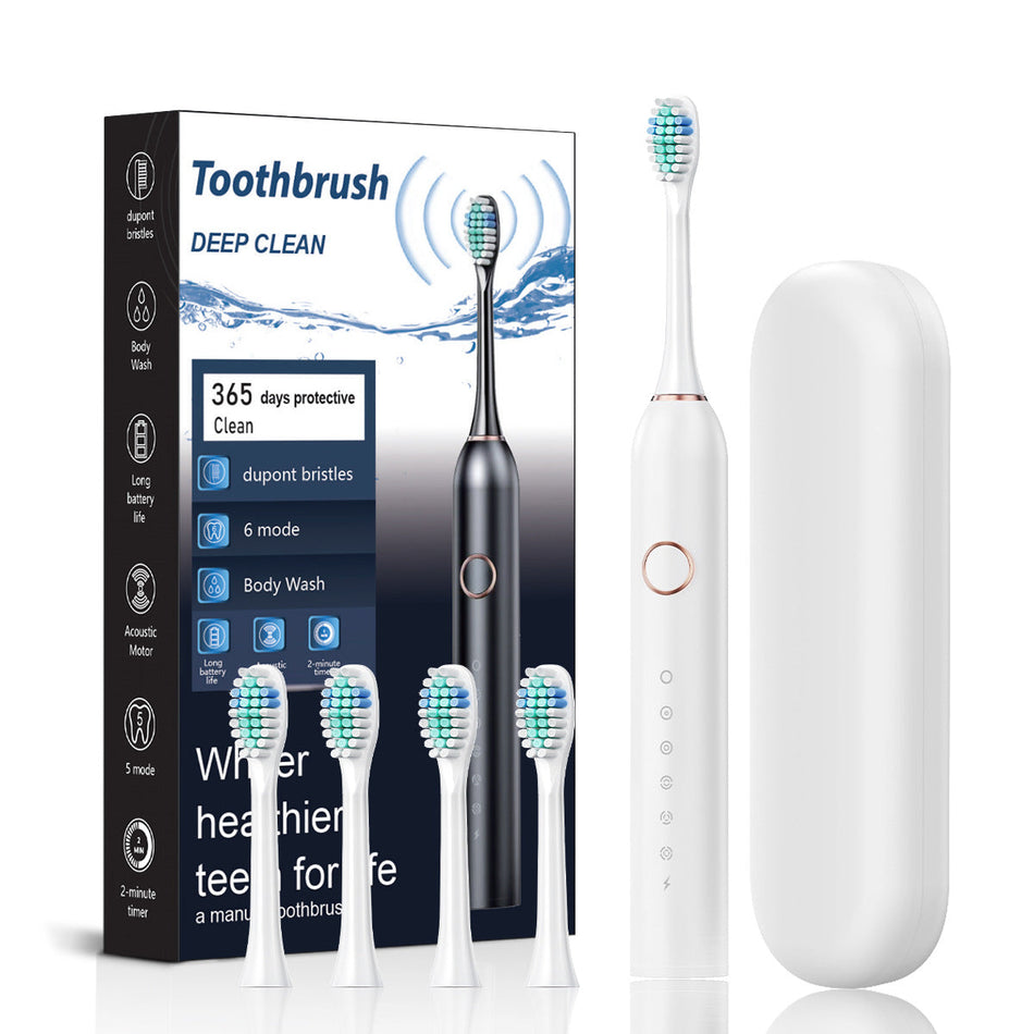 Smart 6-Speed Electric Toothbrush – Soft Bristle for Adults