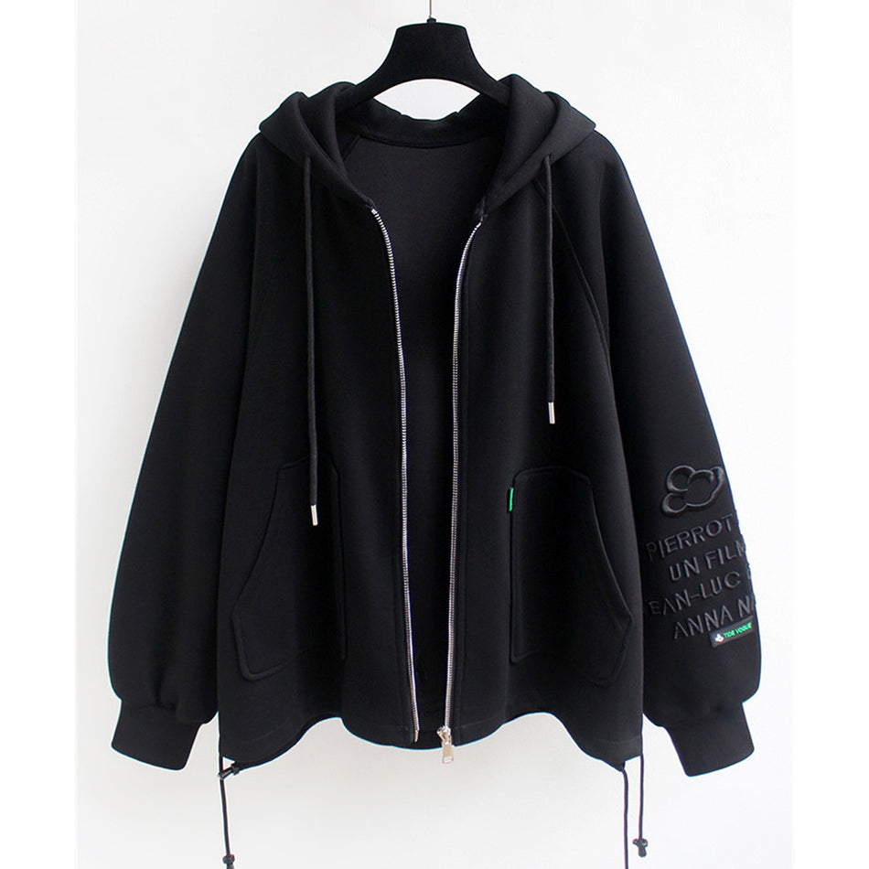 STOCK-Women’s Autumn/Winter Loose Mid-Length Hooded Zipper