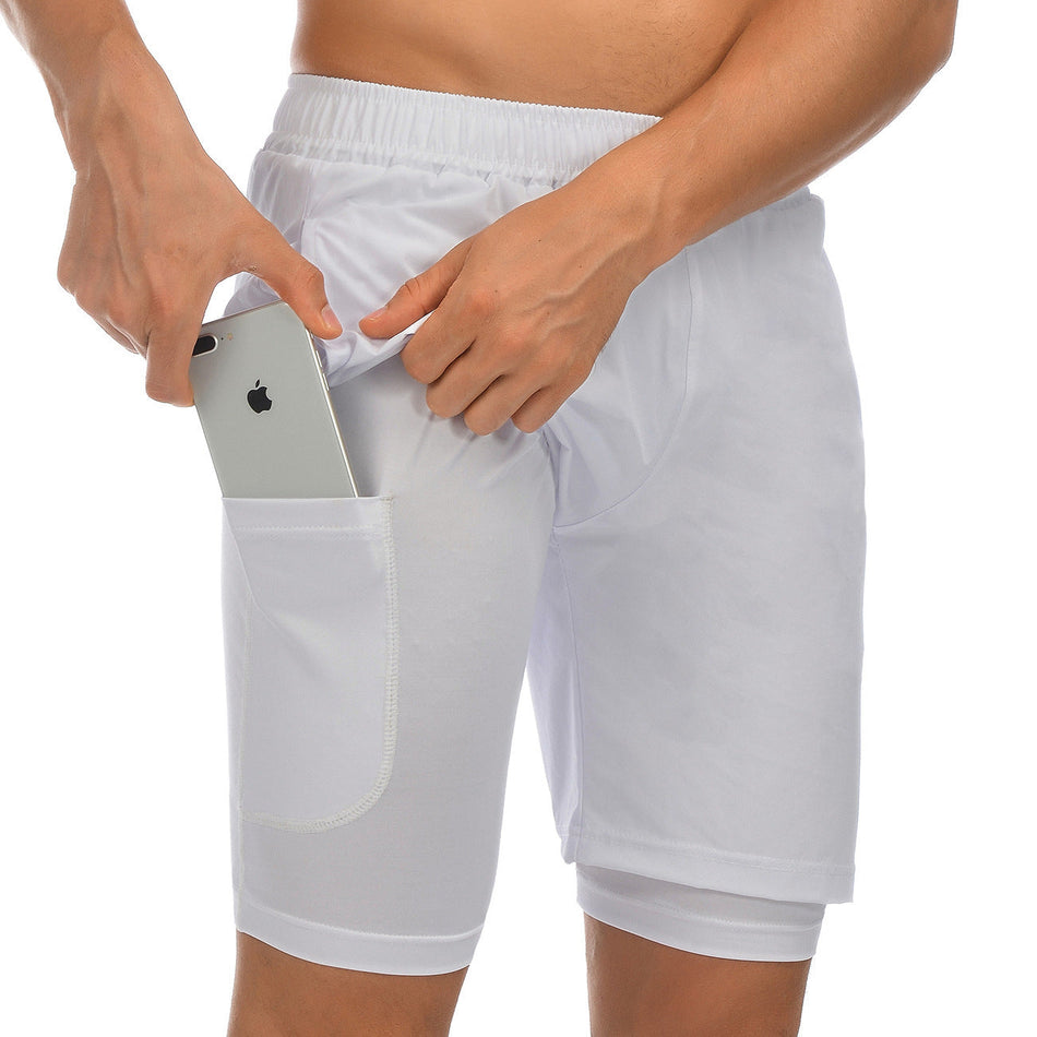 STOCK-Men’s Double-Layer Sports Shorts – Fitness & Running