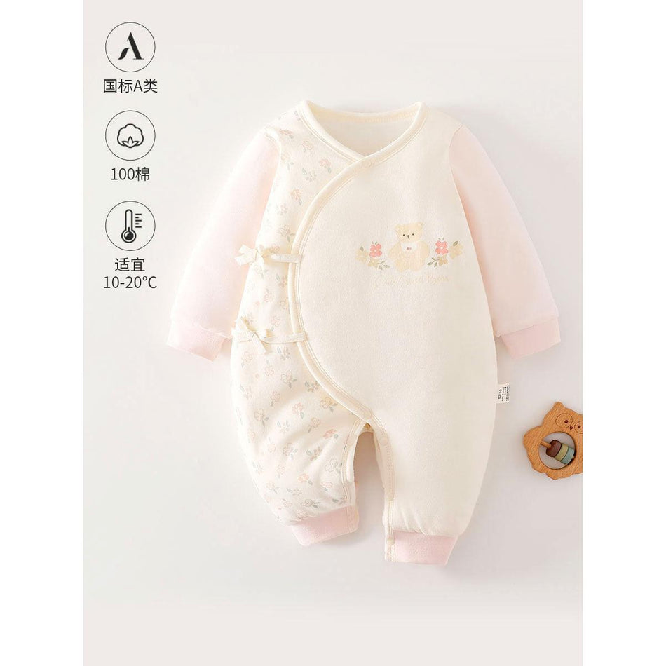 Thick Cotton Baby Butterfly Quilted Crawling Jumpsuit
