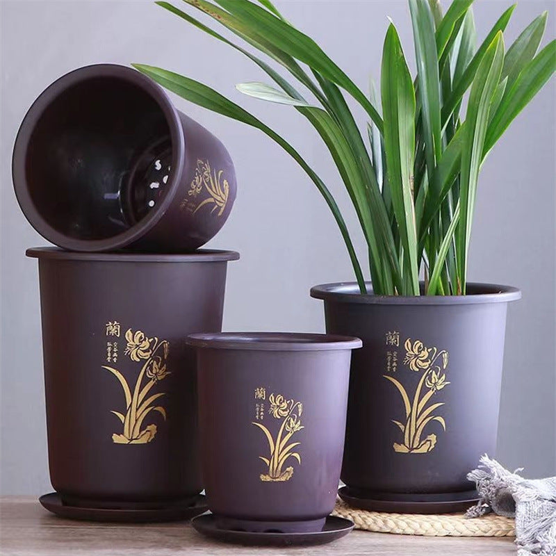 Thickened Resin Orchid Flower Pot – Ceramic Style