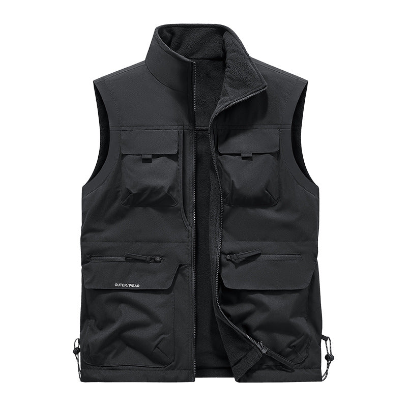 Men’s Double-Sided Plush Vest – Warm Outdoor Polar Fleece