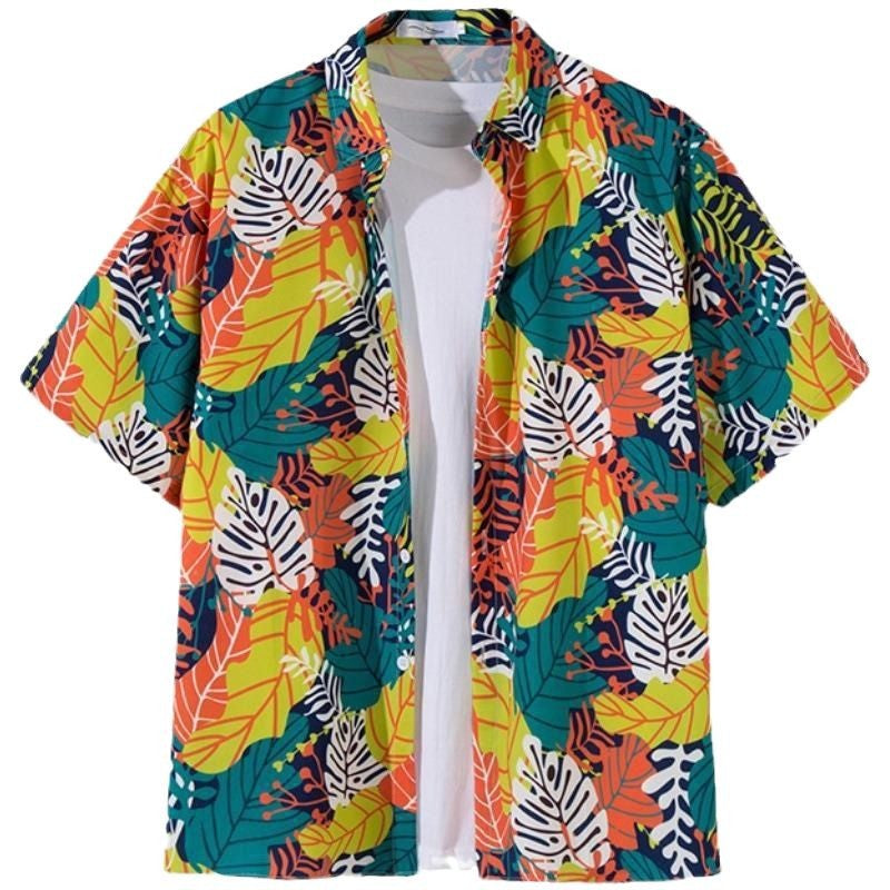 Men’s Floral Beach Shirt Casual Loose Fit Travel Style