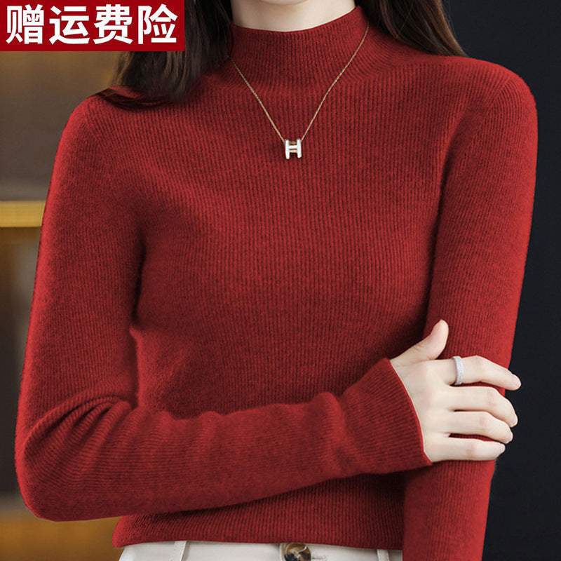 STOCK-Women’s Cashmere Half-Turtle Collar Knit Sweater