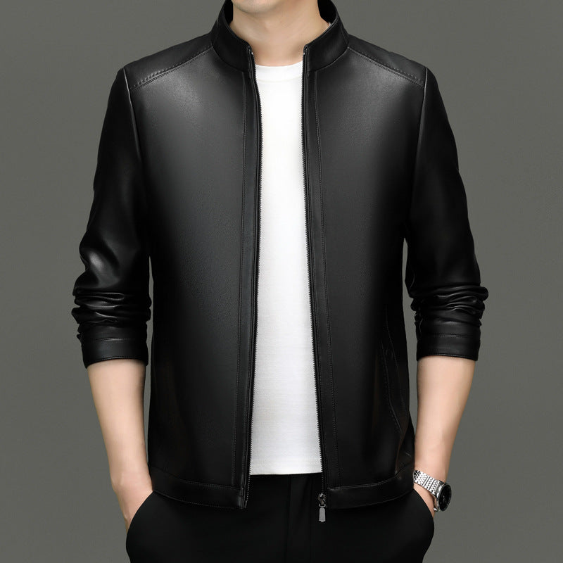 STOCK-Men’s Autumn-Winter Plus Velvet Sheepskin Leather Jacket
