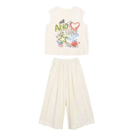 Girls Sleeveless Print Summer Two-Piece Set – Light Kids Fashion Nepal | Tudoholic