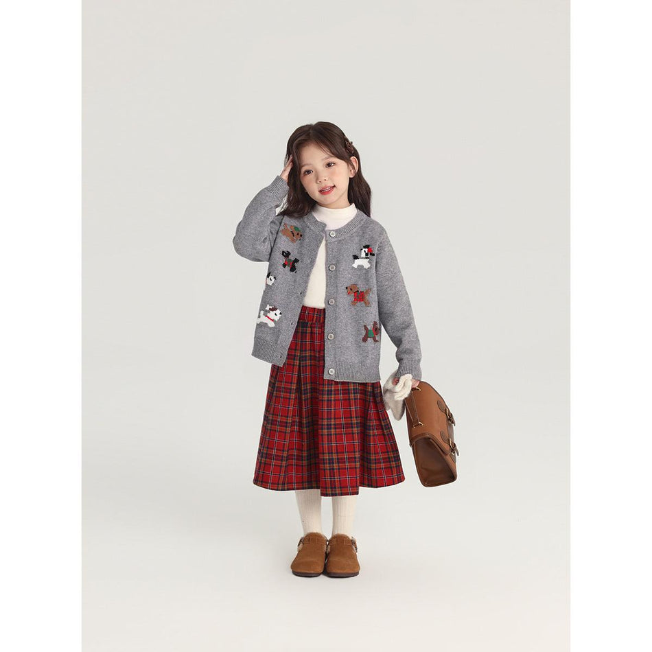 Girls Animal Jacquard Knitted Cardigan Autumn Winter