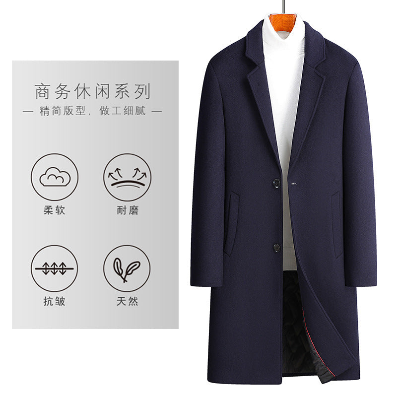 INSTOCK-Men’s Mid-Length Wool Overcoat | Casual Winter Coat