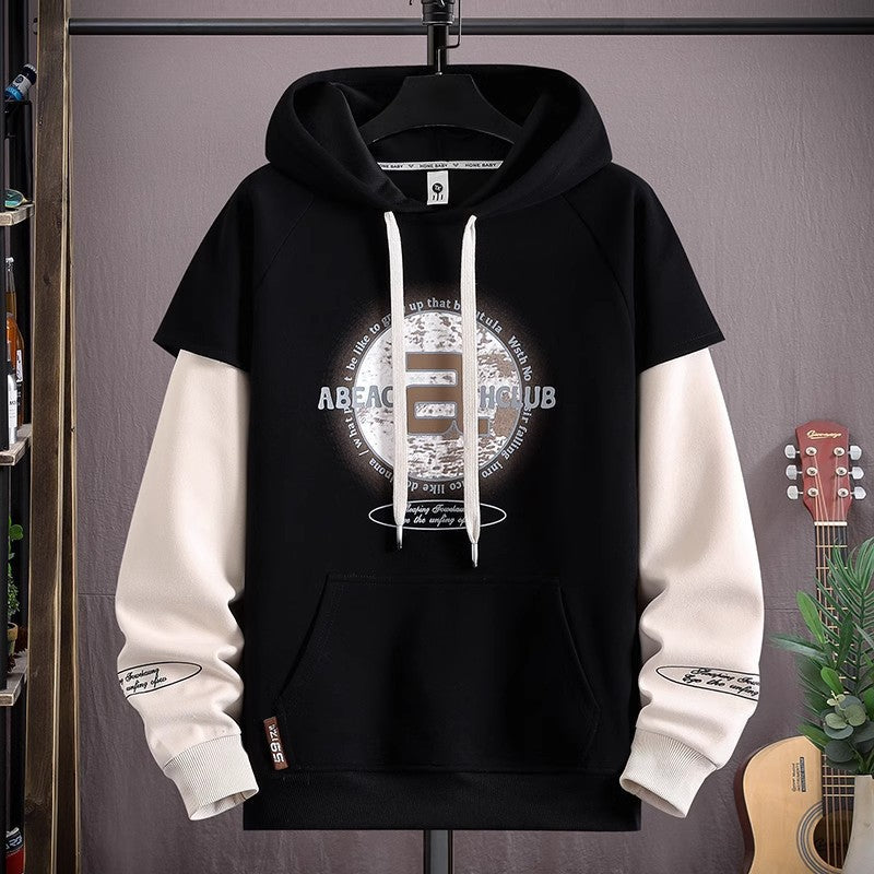 STOCK-Men’s Fake Two-Piece Hoodie | Spring Autumn Casual Top