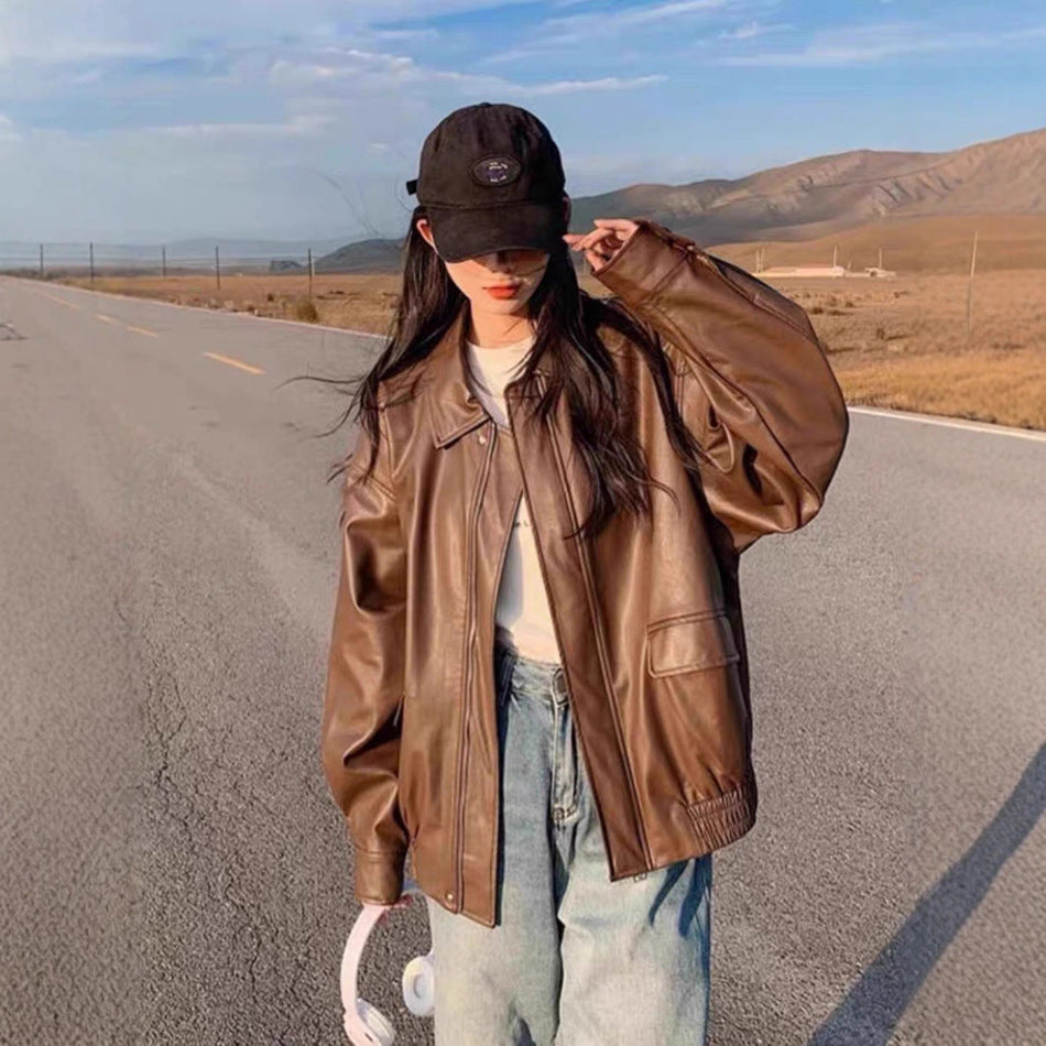 Retro Brown Leather Jacket