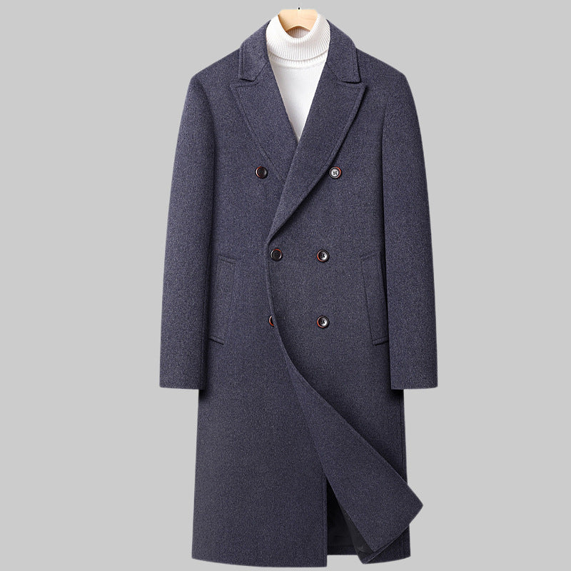 Men's Autumn-Winter Double-Breasted Wool Coat with Liner