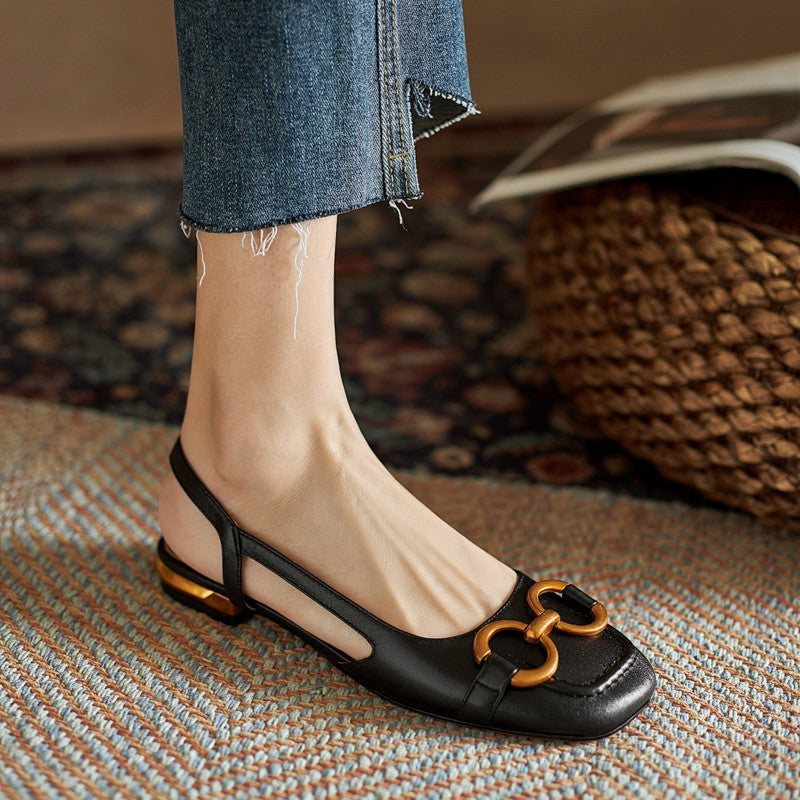 French Retro Low Heel Sandals – Suede, Chic & Comfy