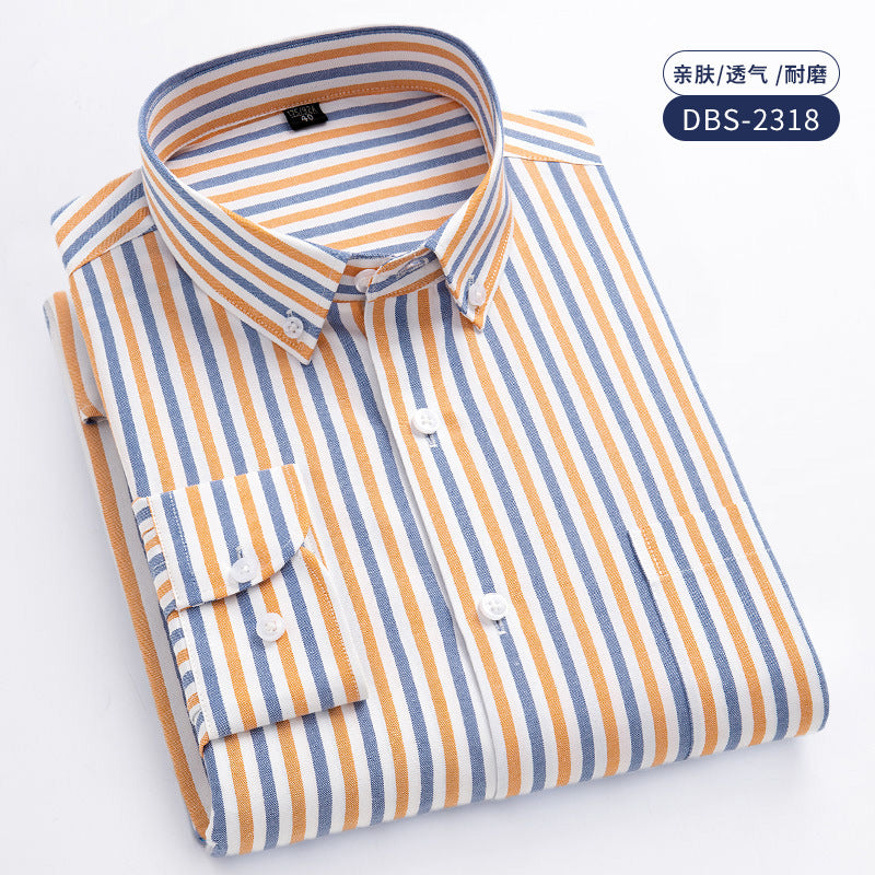 INSTOCK-Men's Oxford Striped Shirt – Spring & Autumn Comfort