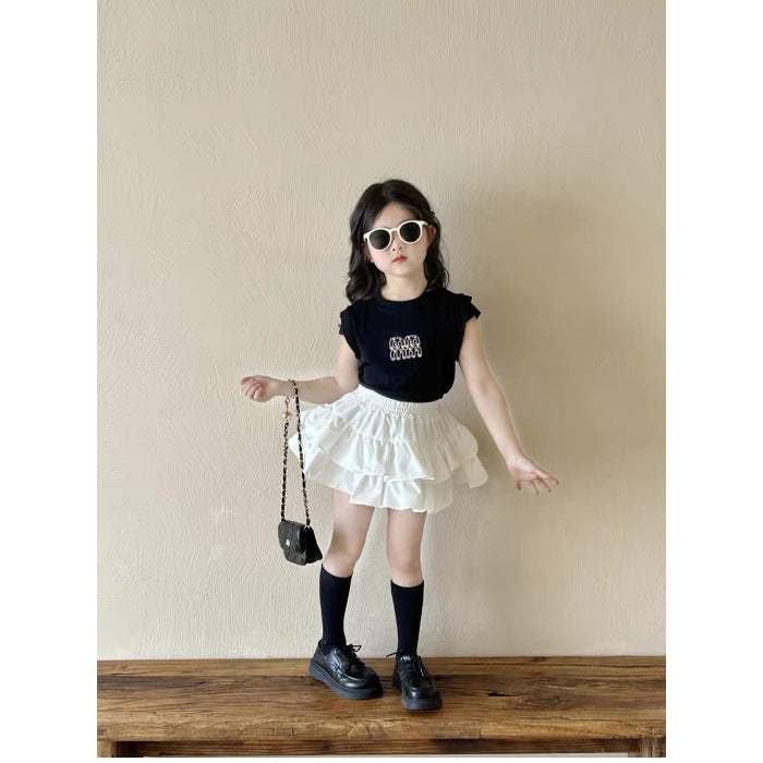 Girls Letter Print T-Shirt & Cake Skirt Set – Korean Kids Fashion Nepal | Tudoholic