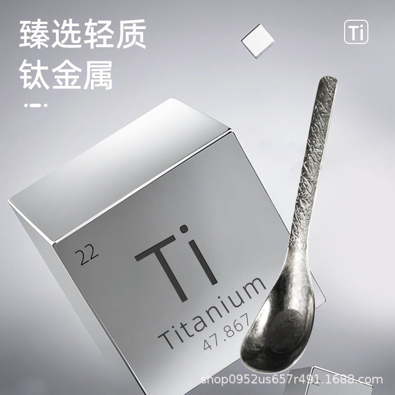 Pure Titanium Soup Spoon Crystal Ice Flower Non-Slip Set