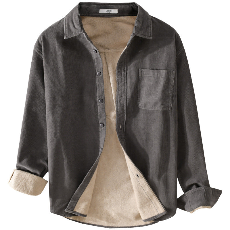 Men’s Winter Cotton Corduroy Velvet Shirt