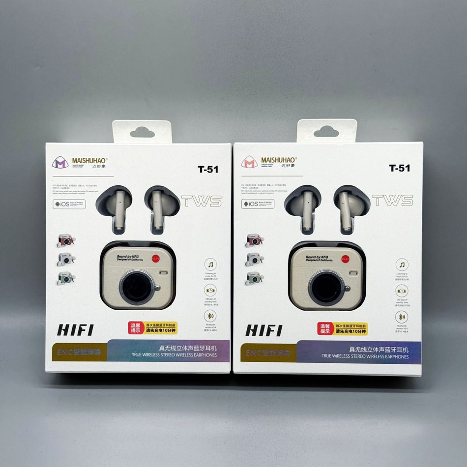 Bluetooth 5.4 Half-In Earbuds with Noise Reduction & LED