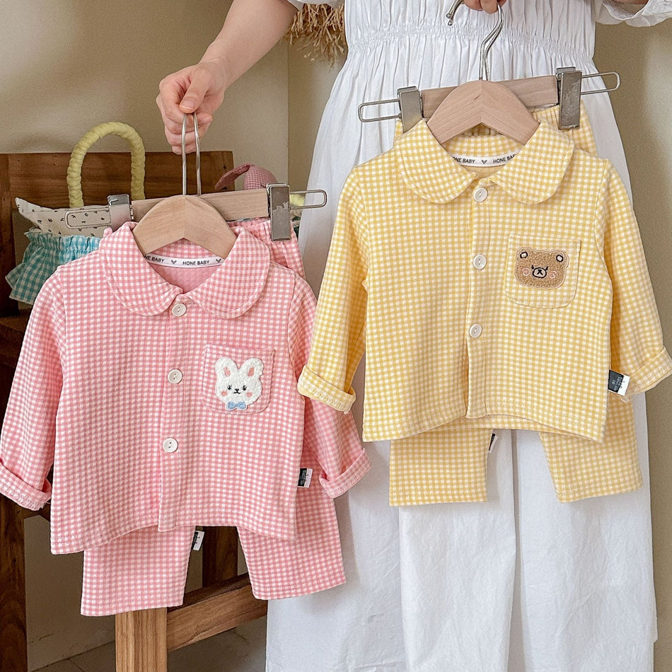 Kids’ Brushed Pajamas Set – Autumn Two-Piece Home Wear