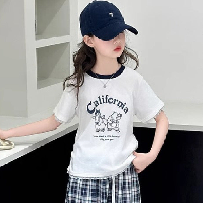 Girls Summer Plaid Outfit Set with Casual Pants – Baby & Children's Outfits – Image 7