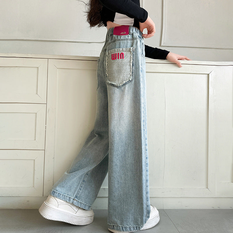 Girls’ Denim Wide-Leg Pants