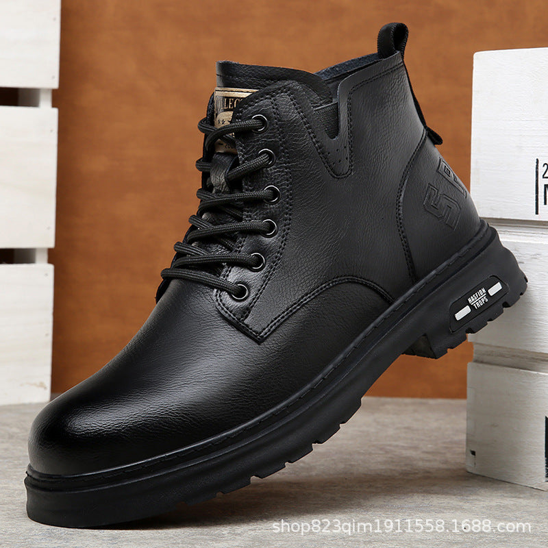 Men’s Fleece-Lined Retro British High-Top Boots