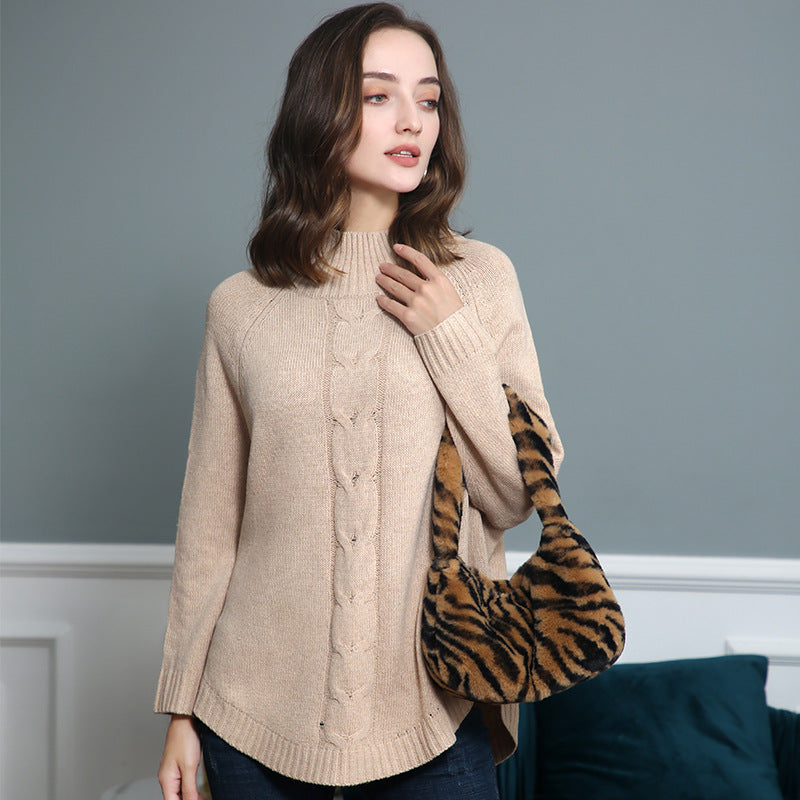 INSTOCK-Women’s Batwing Turtleneck Twist Knit Sweater Pullover