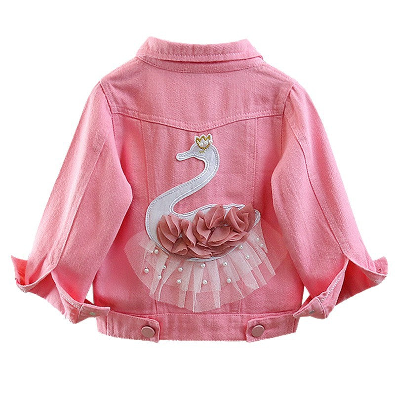 Girls Cartoon Denim Jacket 2025 Spring Autumn Baby Top