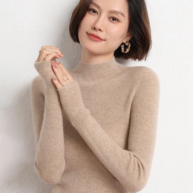 Women’s 2026 Half-Turtleneck Striped Wool Sweater