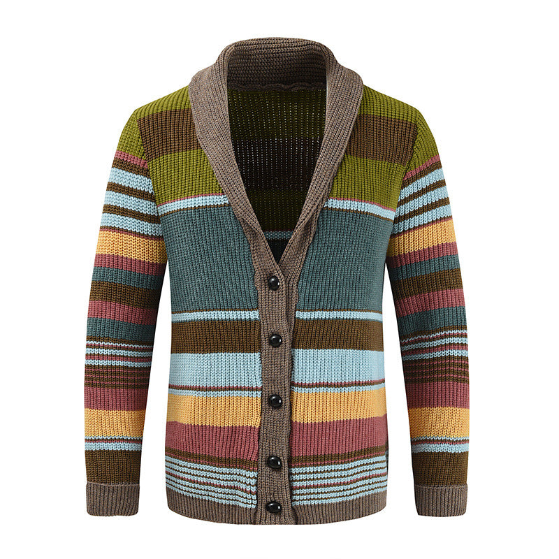 Men’s European-American Lapel Knitted Cardigan Sweater