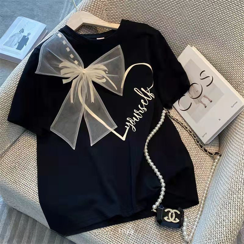 Trendy Black Crewneck T-Shirt – Loose INS Style