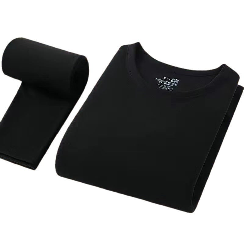 Men’s Velvet Thermal Set Fleece-Lined Crew Neck Suit