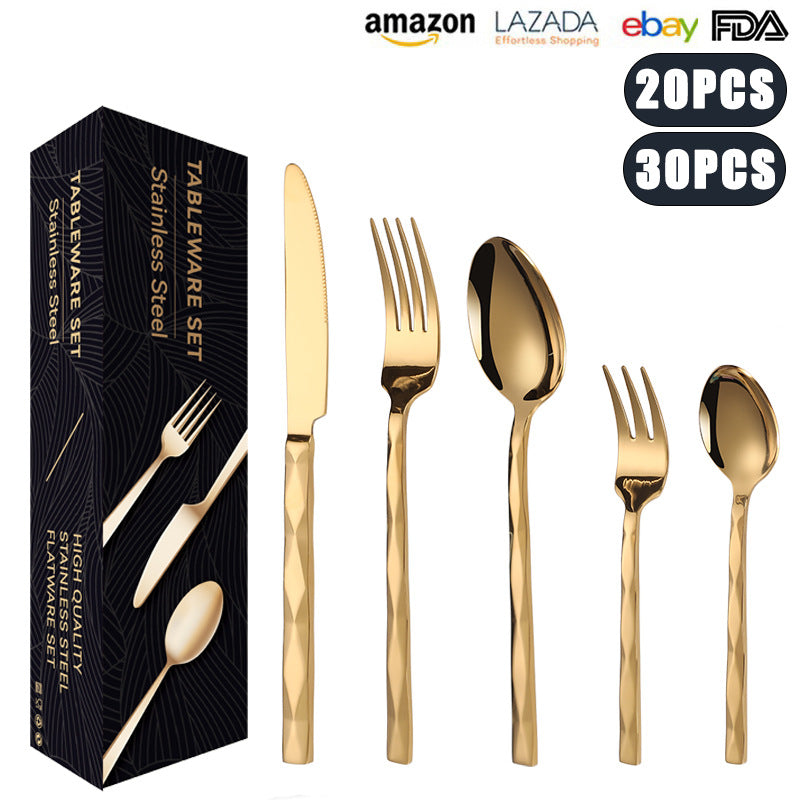 Diamond Stainless Steel Knife Fork Spoon Steak Set