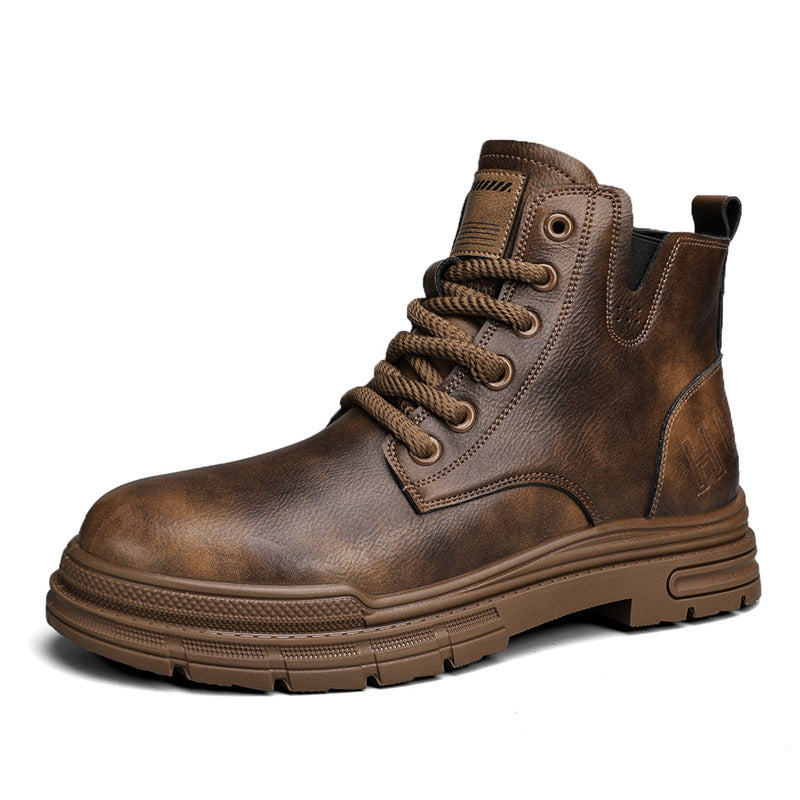STOCK-Men's High-Top Leather Martin Boots – British Style