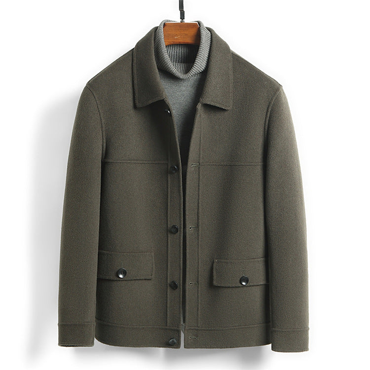 Men’s Wool Double-Sided Short Coat – Autumn Winter Luxury