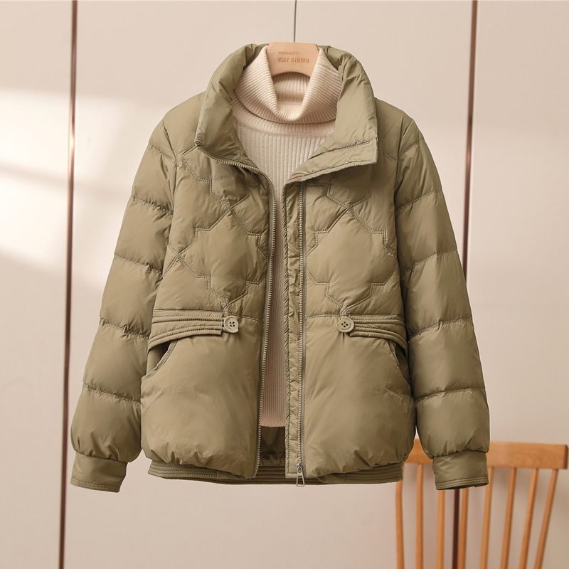 Short Stand Collar Cotton Jacket for Women