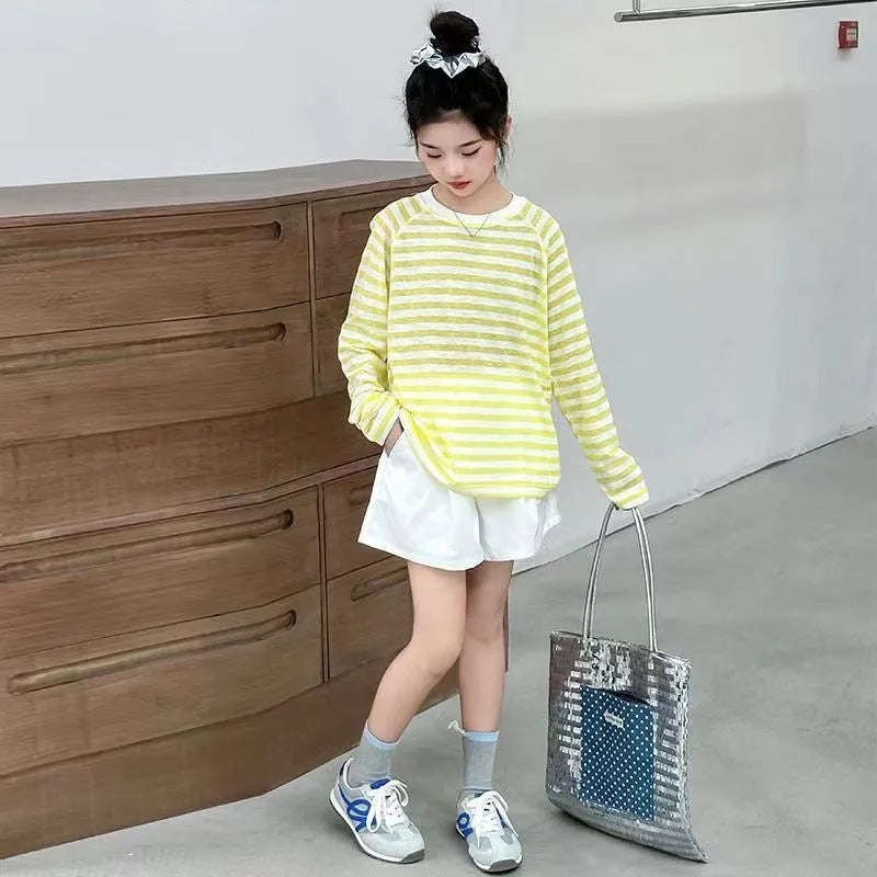 Girls’ Summer 2025 Sun Protection Two-Piece Set – Summer Kids Fashion Nepal | Tudoholic