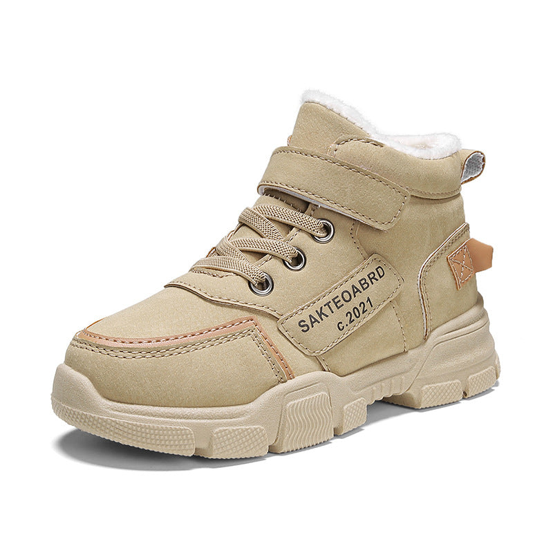 Girls’ Velvet Snow Boots – Warm Winter Cotton Shoes