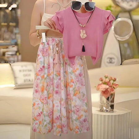 Girls’ Summer 2025 Flying Sleeve Two-Piece Set – Summer Kids Fashion Nepal | Tudoholic